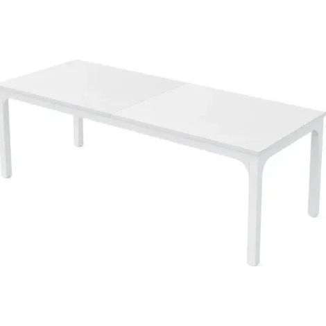 Table à manger rectangulaire blanche 200 x 70 x 75 cm en MDF et métal (1/5)