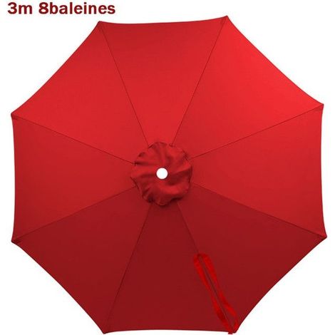 Toile de rechange pour parasol de terrasse, 3 m, 8 baleines,Rouge,Cadre de parasol non inclus, auvent seulement (1/5)