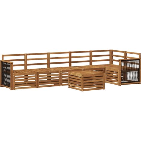 Sectional Sofa Set 6 pcs Natural Solid Acacia Wood vidaXL (1/5)