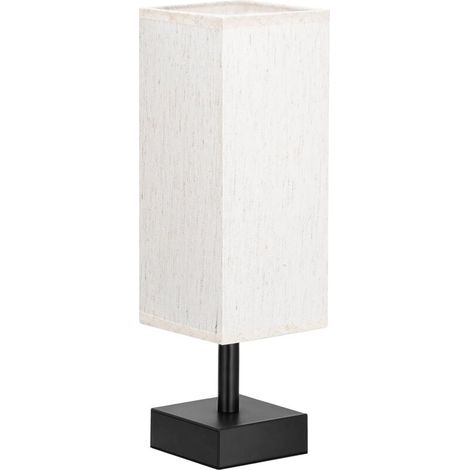 Lampe De Table - Abat-jour Carré En Lin - Base Noire - Douille E26 - Pour Chambre Salon Bureau Dortoir - 1 Pièce