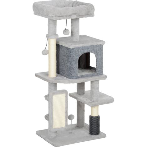 Katzenbaum mit Sisalstämmen und Plüschbett, 104 cm