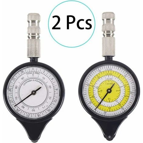 2 Pcs Carte Télémètre Odomètre Multifonction Compass Curvimètre Appareil, Opisomètre, Curvimètre, Distance Calculatrice Carte Mesureur Boussole Randonnée Camping pour Survie en Plein Air Ephé (1/4)