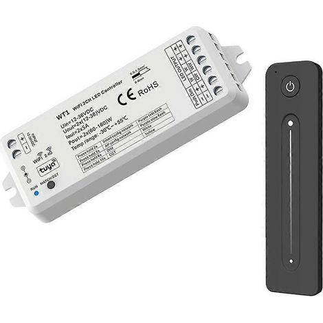 Tuya 12-36V 2-Kanal-LED-Dimmer mit 2,4-GHz-RF-Funkfernbedienung für monochrome LED-Streifen (1/5)