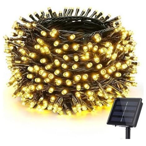 Guirlande Solaire Exterieur, 7m 50LED Guirlande Lumineuse Solaire Mperméable, 8 Modes Guirlande Lumineuse Exterieure pour la décoration d'extérieur, de fêtes, de soirées, Blanc Chaud