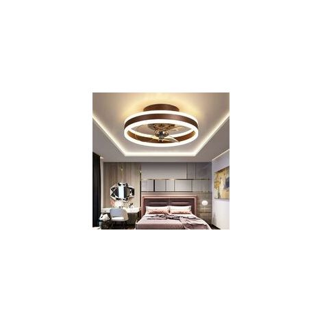 Umkehrbarer Deckenventilator mit Fernbedienung, leise, 6 Geschwindigkeiten, Schlafzimmer-Deckenventilator mit Licht, modern, dimmbar, 24 W, Φ40 cm, LED-Deckenventilator, Braun [Energieklasse A+]
