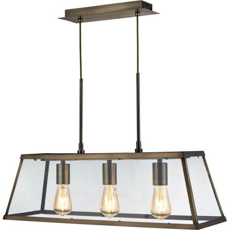 Searchlight Voyager - Luminaire suspendu à 3 lampes en laiton antique, E27 (1/3)