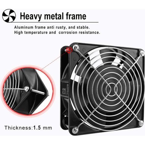 Axial fan for chimney box, insertable, high temperature, metal blades, silent, universal, 120 x 120 x 38 mm (1/5)