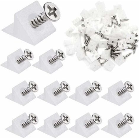 80 Pièces Cales de Réparation, Renfort Tiroir Équerre, Stabilisateurs de Tiroir, Cale Plastique D'Angle avec Vis, pour Armoires, Tiroirs ( Blanc ) (1/4)