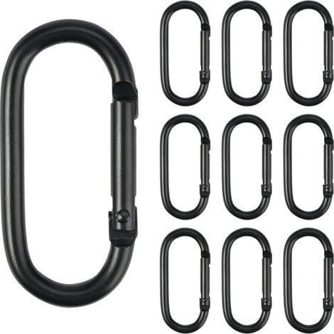 10 mosquetones pequeños negros de 2 cm y 5 cm, mini mosquetones de aluminio con resorte para escalada, ideales para fijar equipos en casa, viajes, camping, pesca y autocaravanas.