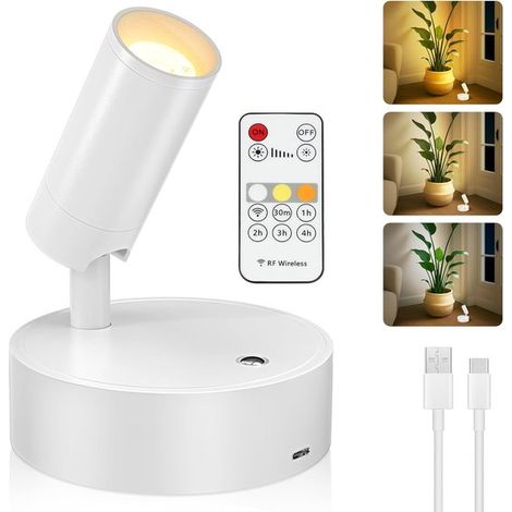 Lampada LED ricaricabile per piante da interno, illuminazione d'accento a LED senza fili con timer e funzione di regolazione dell'intensità luminosa, lampada fotografica a batteria (1/5)