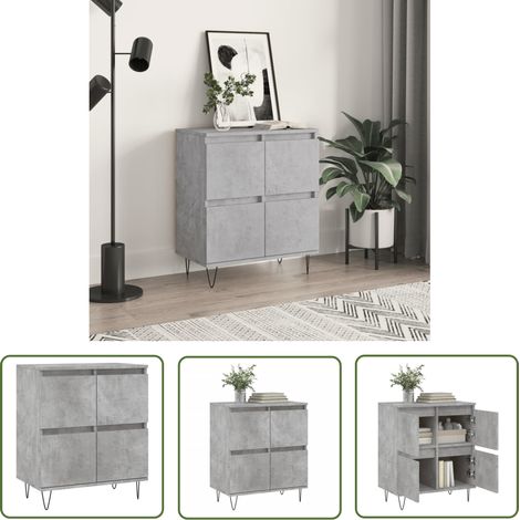 The Living Store Buffet Gris béton 60x35x70 cm Bois d'ingénierie - Buffet Gris - Buffet Moderne - Meuble Rangement - Armoire Murale - Commode (1/5)