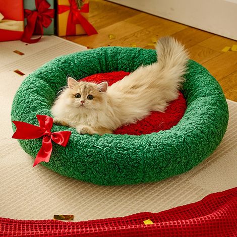 Lit Pour Chat - Cabane En Forme De Cactus - Polyester Doux - Dimensions 40x40x12 Cm - Vert - Pour Intérieur - 1 Pièce (1/5)