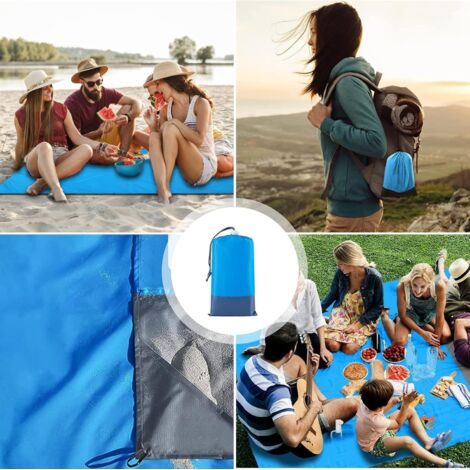 Tapis De Plage Henrycares 300x275 Cm – Anti-sable, Imperméable, Léger, Avec Sac De Rangement, 4 Ancres Pour Vent, Pour Plage, Camping, Pique-nique