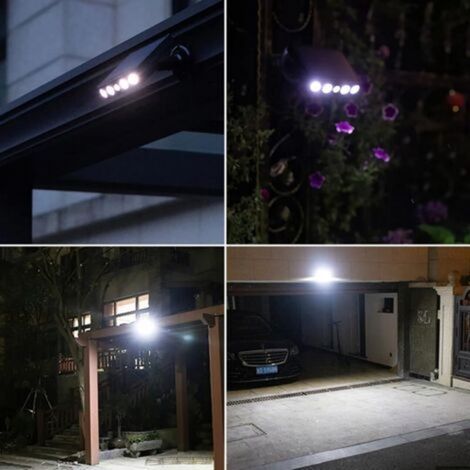 Faro solare da esterno impermeabile e regolabile – Sensore di movimento – Luce bianca da 500 lumen – Pannello solare da 5V 300mA – IP65 (1/4)