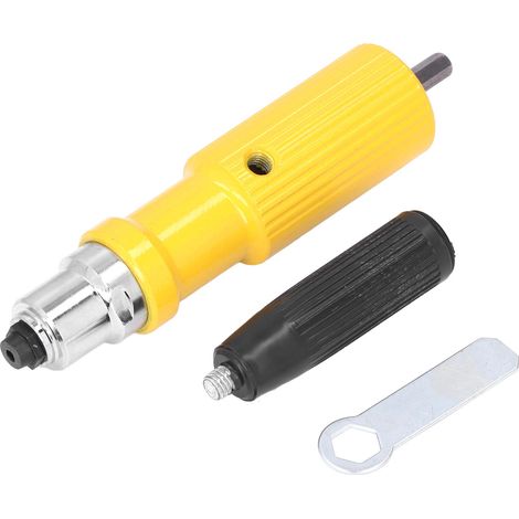 Pince à riveter adaptateur acier allié pour perceuse sans fil, kit jaune, outil de rivetage électrique (1/5)