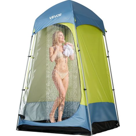 Tente de Douche de Camping, Abri d'Intimité Extérieur Portable, Cabine d’Essayage Toilette pour Plage Pêche, 1 Compartiment, en Tissu Oxford 200D, Tiges en Acier, avec Piquets Cordes et Sac (1/5)