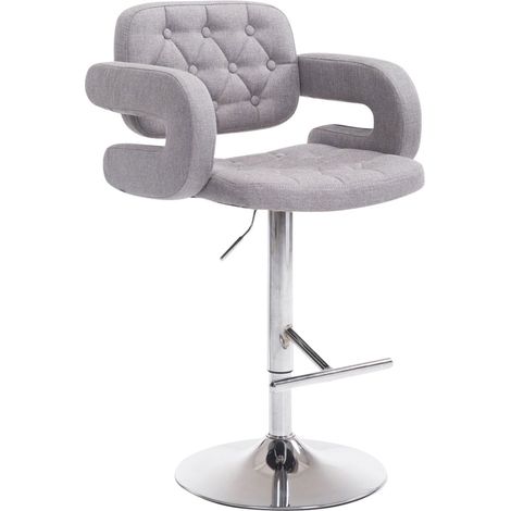 Taburete de bar x1 diseño moderno con reposapiés en tela acolchada gris y metal 100000037 (1/5)
