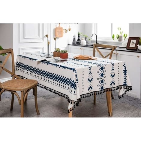 Nappe Rectangulaire - NAYOROOM - 140x200cm - Imperméable - Anti-Tache - Coton et Lin (1/3)