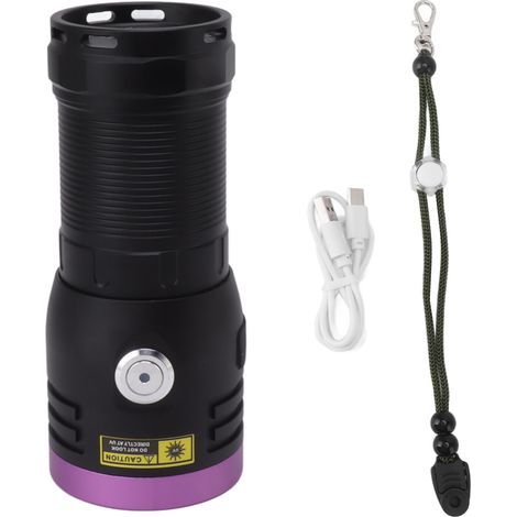 80W UV Black Light Flashlight, Rechargeable, 365nm, LED, for processing animal urine mineral fluorescent resin (1/5)