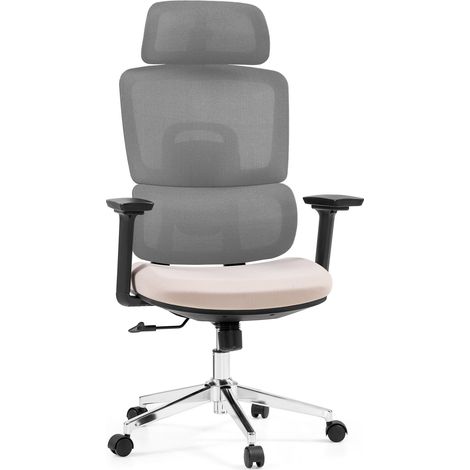 Bürostuhl / Drehstuhl Ergomy Pro Netzstoff / Sitz Stoff grau / beige hjh OFFICE (1/5)
