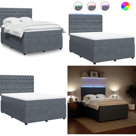 vidaXL Boxspringbett mit Matratze Dunkelgrau 140x200 cm Samt (1/5)