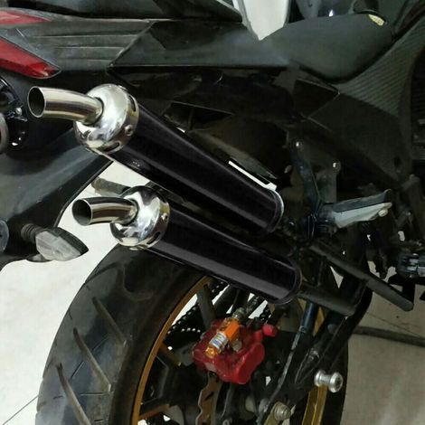 Silencieux d'échappement en acier inoxydable 20 mm/0,8 pouces, pièces modifiées pour moto 2 temps, noir (1/4)