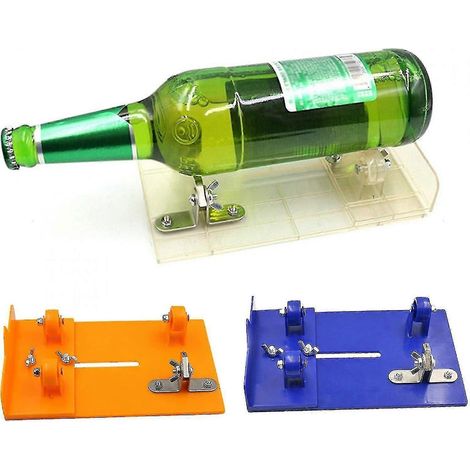 Kit de coupe-bouteilles en verre réglable, durable et antirouille pour bouteilles rondes, carrées et ovales (bleu) (1/4)
