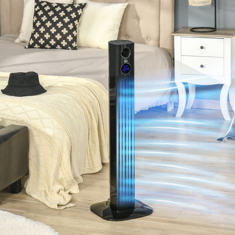 Ventilateur colonne oscillant 70° 3 modes et 3 vitesses minuterie 12h 45 W convient à l'aromathérapie télécommande noir