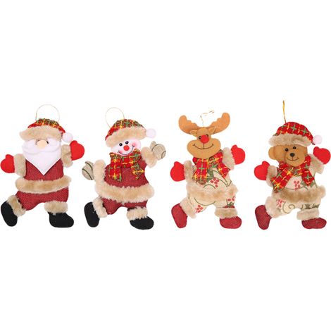 Weihnachtsbaumzubehör, Weihnachtsfiguren, tanzender alter Mann, Schneemann, Rentier, Bär, Plüschtiere, kleiner Hängeschmuck, Geschenke (ein tanzender alter Mann, ein Schneemann, ein Rentier und ein Bä (1/2)