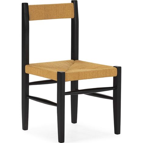 Chaise design bois de teck et fibre de bananier noir naturel - noir et naturel bananier (1/4)
