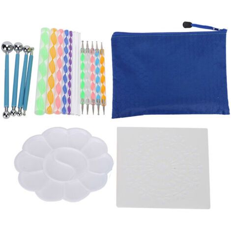 Ensemble de 20 Outils à Points Mandala pour Peinture sur Roches, DIY Art avec Plateau Pochoir (1/5)
