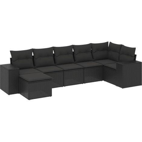 Set Divani da Giardino con Cuscini 7pz Nero Polyrattan vidaXL (1/3)