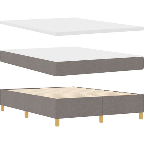 Cama Box Spring con Colchón & Banco Taupe 140x190 cm Tela vidaXL (1/5)