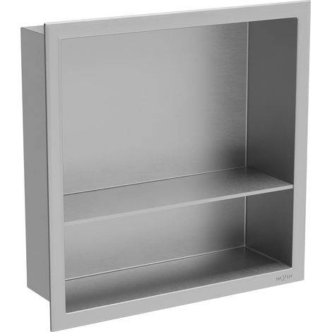 Mexen X-Wall-R étagère encastrée avec rebord et étagère 30 x 30 cm, inox - 1910303010S (1/5)