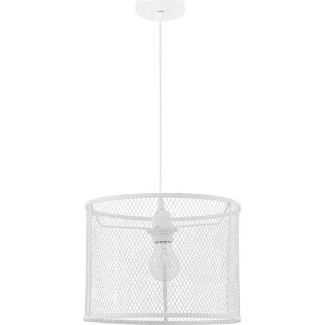 Merano Baddeck Plafonnier Suspension Cylindrique Blanc Aluminium Fil Tissu Blanc LED E27