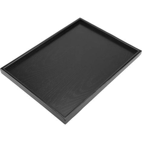 Plateau de Service à thé, Forme de Rectangle en Bois Noir, Assiette de Service de Repas de Collation de café Solide, Plateaux de Nourriture de Cuisine de Restaurant (40 30 cm) (1/5)