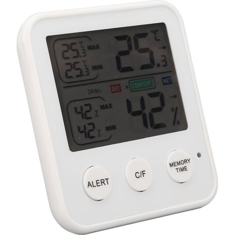 Thermomètre Hygromètre Numérique LCD Blanc - Indicateur de Température et Humidité, Thermo-Hygromètre à Écran Digital (1/5)