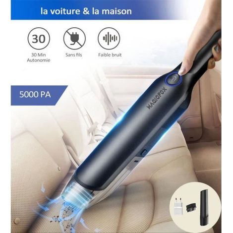 MAGICFOX Aspirateur à Main sans Fil, 5000 PA Aspirateur Voiture Puissant Portable Rechargeable pour Maison, Voiture, Bureau, Canapé (1/4)