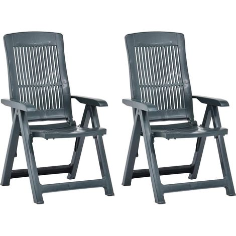 Lot de 2 Chaises de jardin inclinables - Chaises d'extérieur pour terrasse/jardin Plastique Vert BV783684 - BonneVie (1/5)