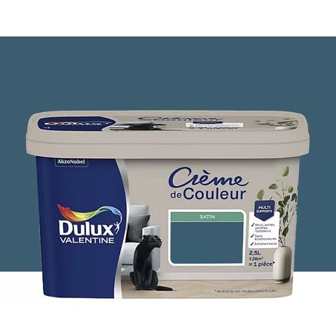 Peinture multi-supports Dulux Valentine Crème de Couleur Satin Bleu paon 3 L (1/2)