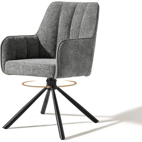 Clipop – Fabric 360 swivel dining chair no wheels – Upholstered accent tub armchair with curved back – Metal legs – Load capacity 150kg – For living room, bedroom, desk (1/5)