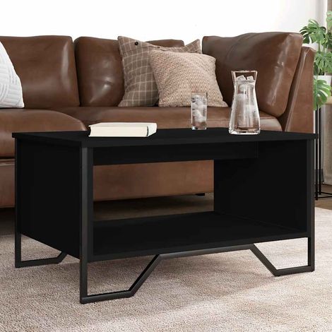 Table basse noire avec rangement en bois d’ingénierie et métal, 75 x 51 x 40 cm - PANGIVO (1/5)