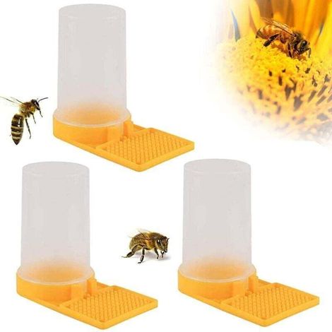 Distributeurs d'Eau Miel pour Abeilles,3 Pcs Jaune d'Abreuvoir Fournitures Apicoles en Plastique Système d'Alimentation Liquide Abeilles Outil d'Apiculture Abreuvoir de Ruche Équipement d'Alimen (1/4)