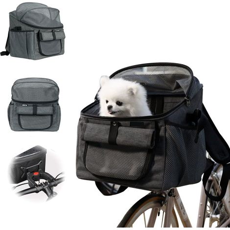 Panier pour chien à vélo : 31,75 x 29 x 38,9 cm. Support avant amovible avec fenêtres en filet – Conception aérée. Sangles de sécurité réglables pour le cyclisme avec votre animal de compagnie. (1/5)