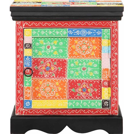 vidaXL Comodino Multicolore 40x35x45 cm in Legno Massello Mango