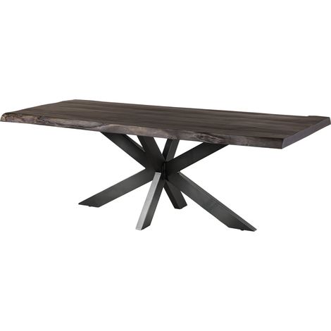 FREEFORM 5 Tavolo da pranzo in legno di mango - verniciato grigio / gambe incrociate antracite lucido 180x90