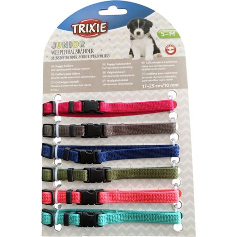6 colliers S-M 17 à 25 cm x 10 mm pour chiot. assortiment de couleurs - Trixie (1/4)