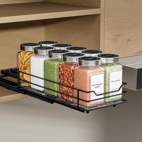 Ausziehbares Gewürzregal Schwarz für Schrank Organizer - Platzsparend (1/5)