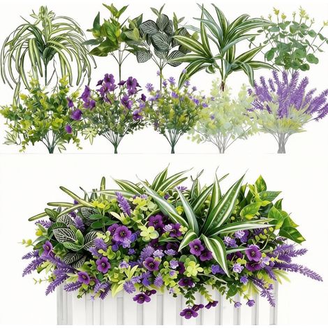 20 Pièces Fleur Plante Artificielle Exterieur Anti UV Herbes (1/5)