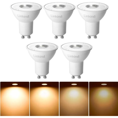 Ampoules LED GU10 Dimmable 5.7W=75W, Blanc Chaud 2700K, 600 lumens, Ampoules LED Spot PAR16, Large Faisceau 110°, Lot de 5 (1/5)